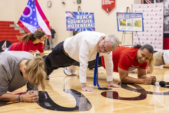 Governor DeWine doing a plank. 