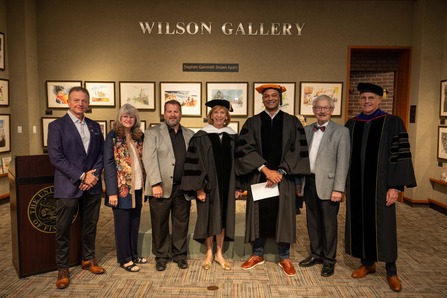 First Lady DeWine posing after receiving her honorary degree from the University of Findlay.