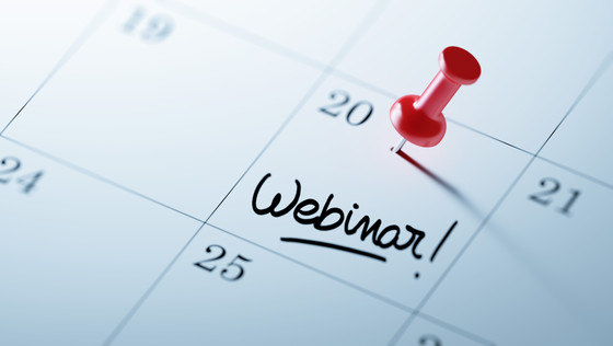Calendar with a webinar written on it