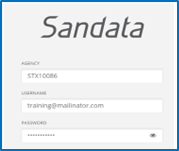 Sandata login screenshot