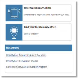 MyCare Ohio webpage resources
