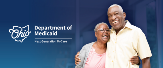 Two older adults, embracing and smiling, overlaid with the Next Generation MyCare logo 