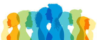 decorative: colorful silhouettes of diverse people