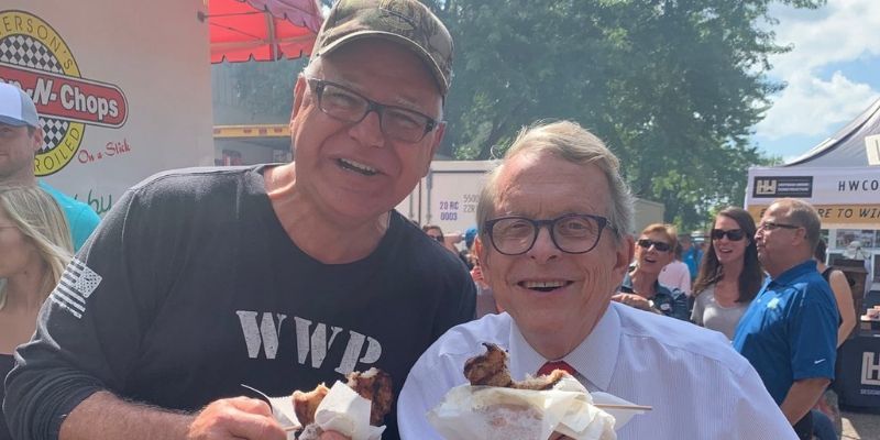 Minnesota Governor Tim Walz and Ohio Governor Mike DeWine at the Minnesota State Fair  