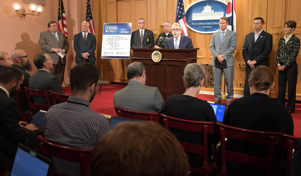 Governor DeWine and Lt. Governor Husted at Press Conference