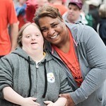 Victoria Ridgeway pictured with girl with down syndrome