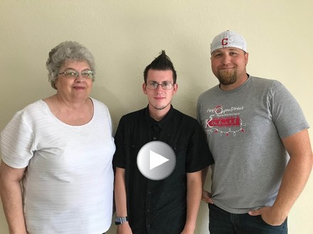 Paul Bogdan with his Aunt Kathy Crudele and Employment Supervisor Justin Deuel, 