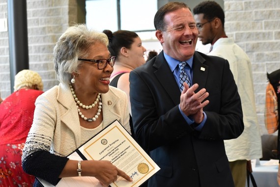 Congresswoman Beatty presents OOD Director Kevin Miller with a Proclamation at Columbus Job Fair