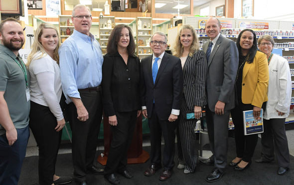 Governor DeWine with Administrator McCloud and RecoveryOhio Director Nelson announcing new BWC initiative 