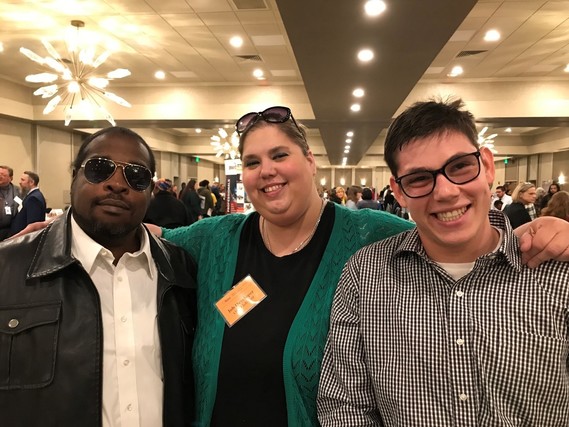 Photo of job seeker, Darnell Jefferson;  Joy Visnic-Flaherty, job developer; and Brady Stevens, job seeker