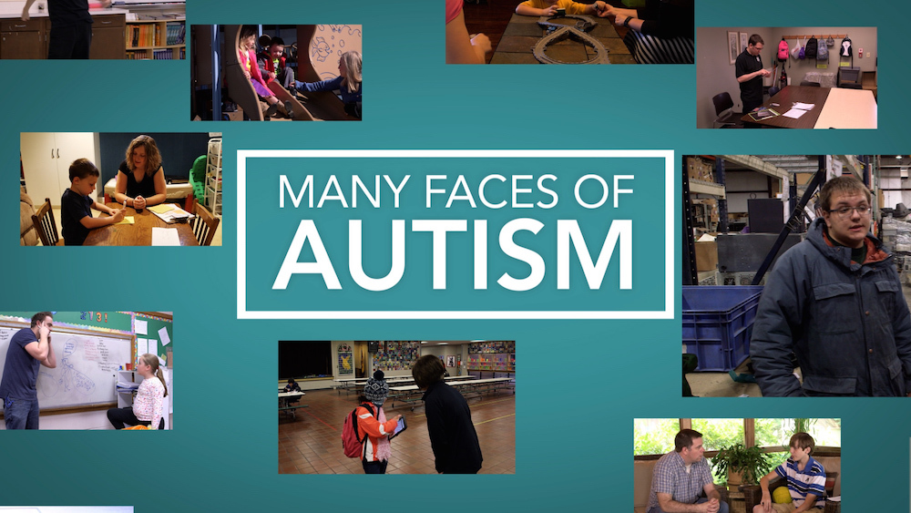 Screen shot from Many Faces of Autism Video showing many different individuals with autism
