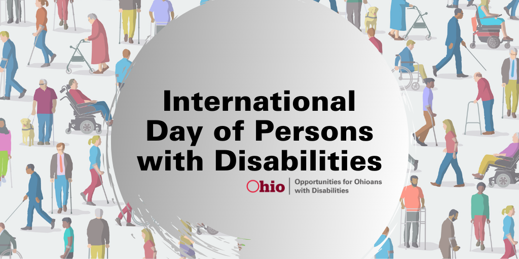  graphic containing drawings of people with disabilities and circle in the middle with International Day of Persons with Disabilities