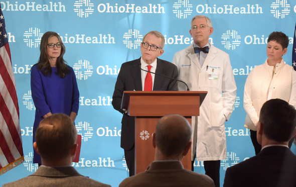 Governor DeWine speaking at the press conference 