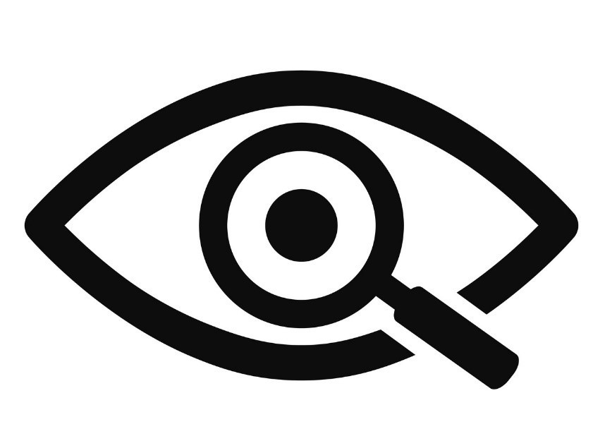 Low Vision Graphic : eye shape with magnifying glass as the pupil