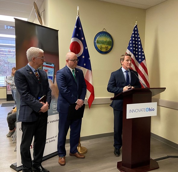 Lt. Governor Husted annoucning the new BMV "Get in Line, Online" system in Marietta, Ohio