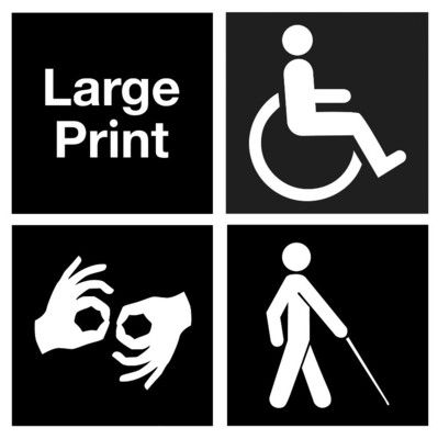 Black and white graphic displaying disability graphic images