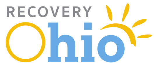 Recovery Ohio Logo featuring Text: Recovery Ohio and drawing of the sun