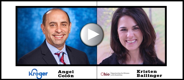 Play button photo graphic showing photo of Angel Colon and Kristen Ballinger