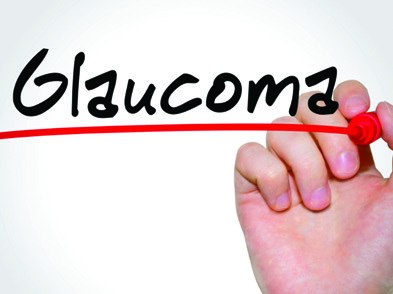 hand holding red string with word: Glaucoma