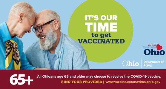 Man and woman head to head It's OUr Time to get Vaccinated