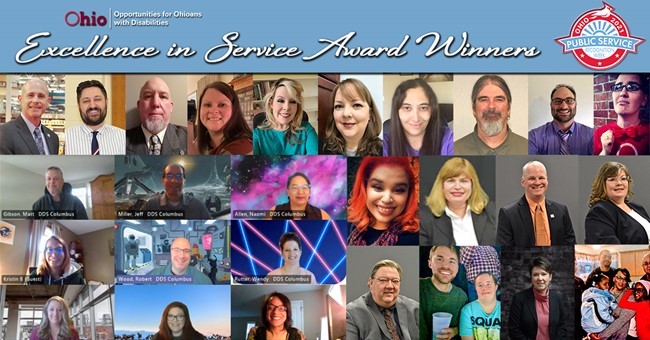 OOD staff Award Winners photos on a Teams Meeting