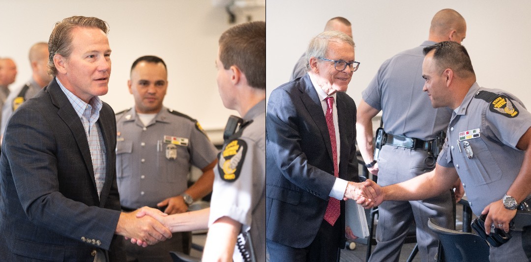 Lt Gov Husted and Governor DeWine with State Highway Patrol