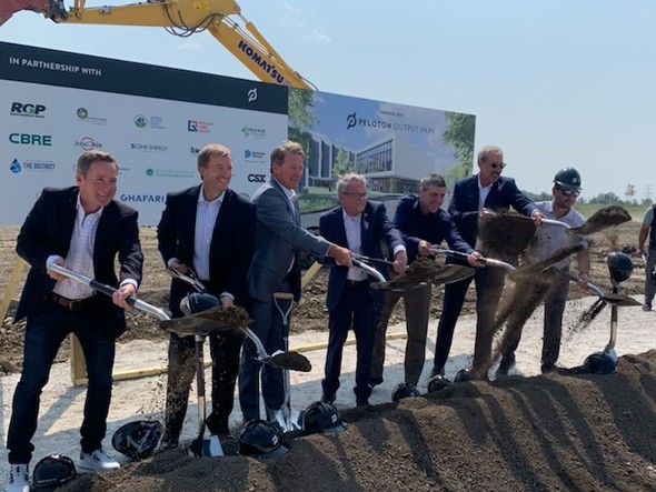 Governor DeWine and Lt. Governor Husted at the groundbreaking of Peloton in Luckey, Ohio.