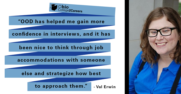 photo of young woman and quote from story about how OOD has helped her