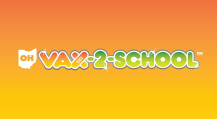  graphic for Ohio's new vax-2-school program which is text over orange background