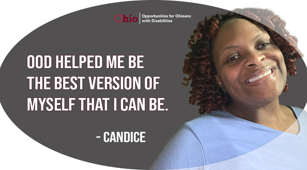 Photo of  black woman and text: OOD helped me be the best version of myself that I can be