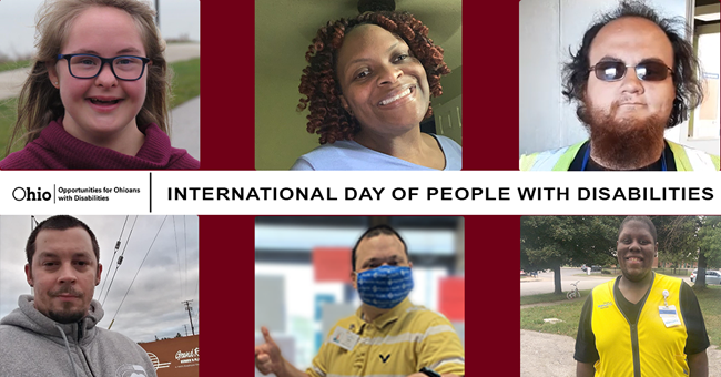 Graphic with six participant faces , OOD logo and text: International Day of People with Disabilities