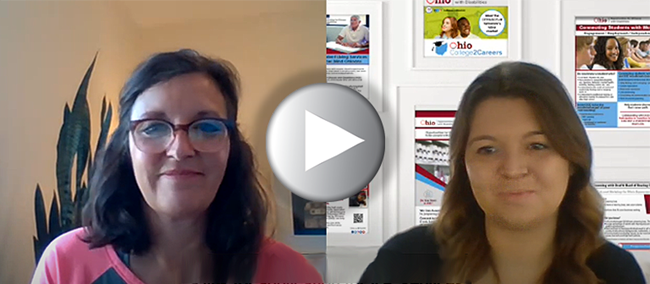  two photos of young women side by side with play button superimposed