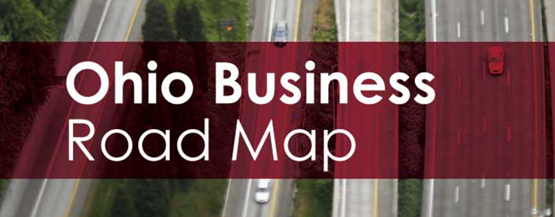  Graphic Text: Ohio Business Road Map over photo of highway