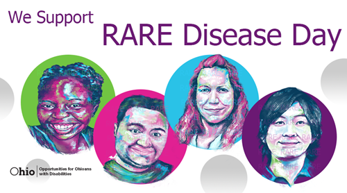  Graphic: Graphic images of four different faces Text: We Support RARE Disease Day