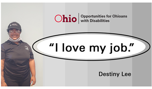  Photo of young woman with quote "I love my job."