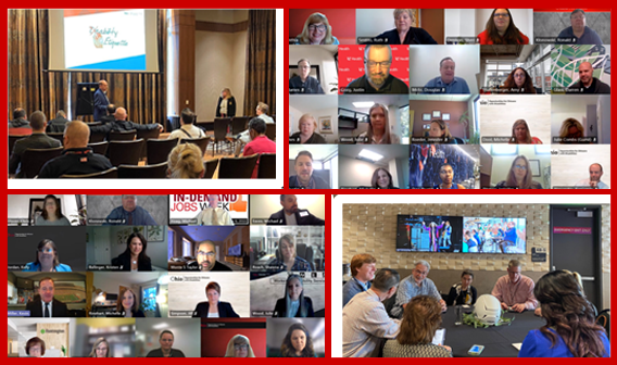  Collage of photos of different In-Demand Jobs Week events including two virtual and two in-person events