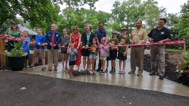 Ribbon cutting of the Accessible Playground at the 2022 Ohio State Fair featuring Governor, First Lady, their grandchildren and ODNR Director.