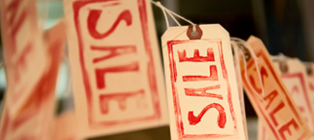 Photo of tags with the word sale on