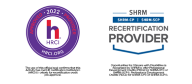  Graphic of  HRCI Seal and SHRM Certification logo