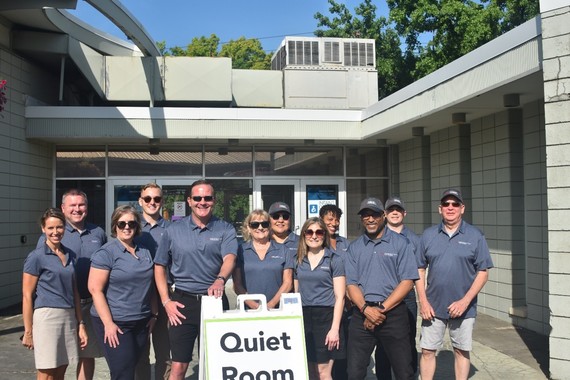 OOD Staff front of the Sensory Quiet room at the Ohio State Fair