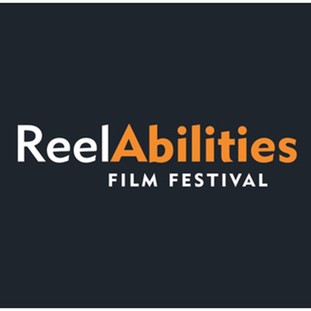 ReelAbilities Logo: Black background with text: ReelAbilities Film Festival