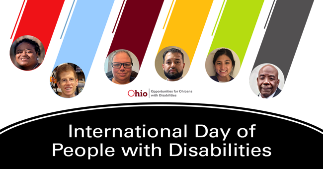 Photo of six people smiling. OOD logo. International Day of People with Disabilities