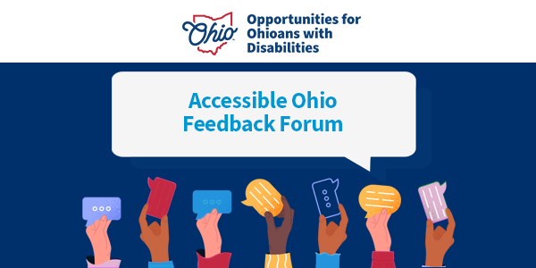 Photo of OOD logo, Text Accessible Ohio feedback forum