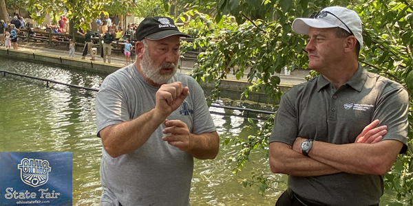 Derek Svec communicates with OOD Director Kevin Miller at the 2023 Ohio State Fair