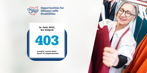 OOD Assists 403 Job Seekers in July with image of mature-aged woman, seamstress