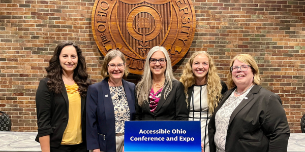 The Accessible Ohio team, from left to right: Julia Wagner, Tanya K. Vela, Julie Wood, Brianna Potter and Shelly Burkhart.