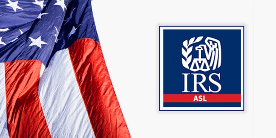 U.S. Flag to the left of an IRS ASL logo.