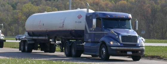 Semi truck on an offramp