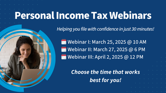 Personal Income Tax Webinars information graphic