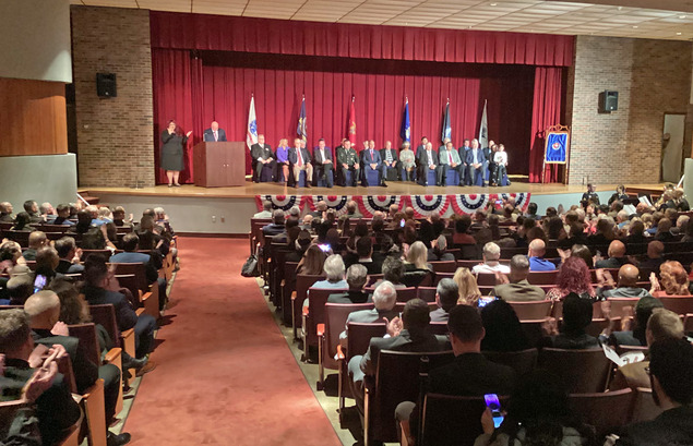 A Crowd Watches the Ohio Veterans Hall of Fame Induction Ceremony